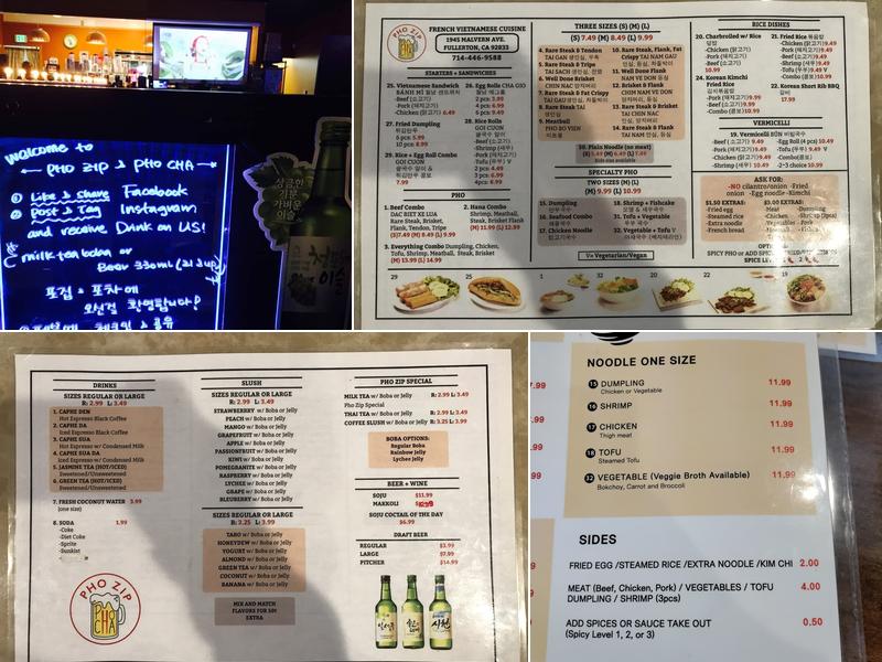 Pho Zip Menu