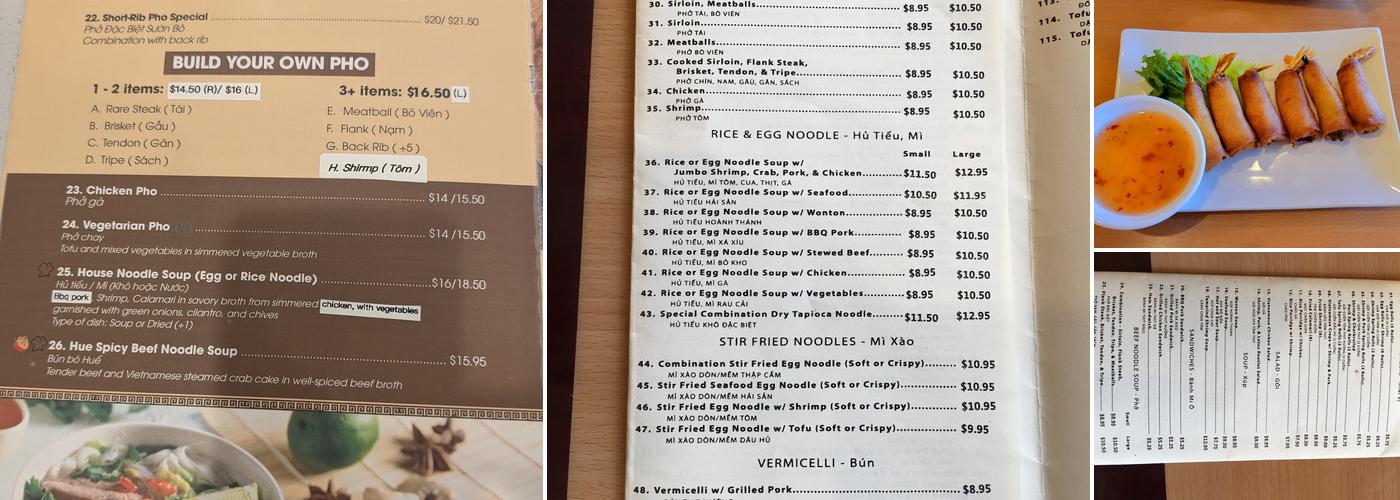 Pho Hot Menu
