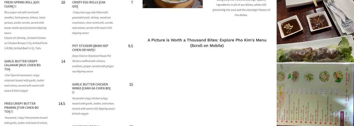 Phở Kim Vietnamese Cuisine Menu