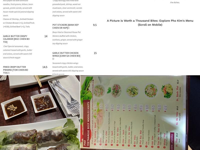 Phở Kim Vietnamese Cuisine Menu