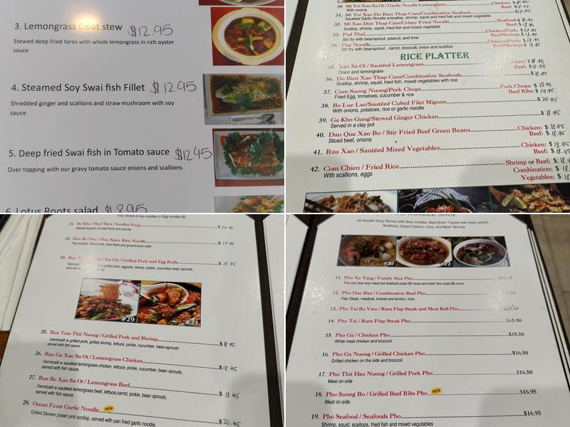 Pho Ocean Menu