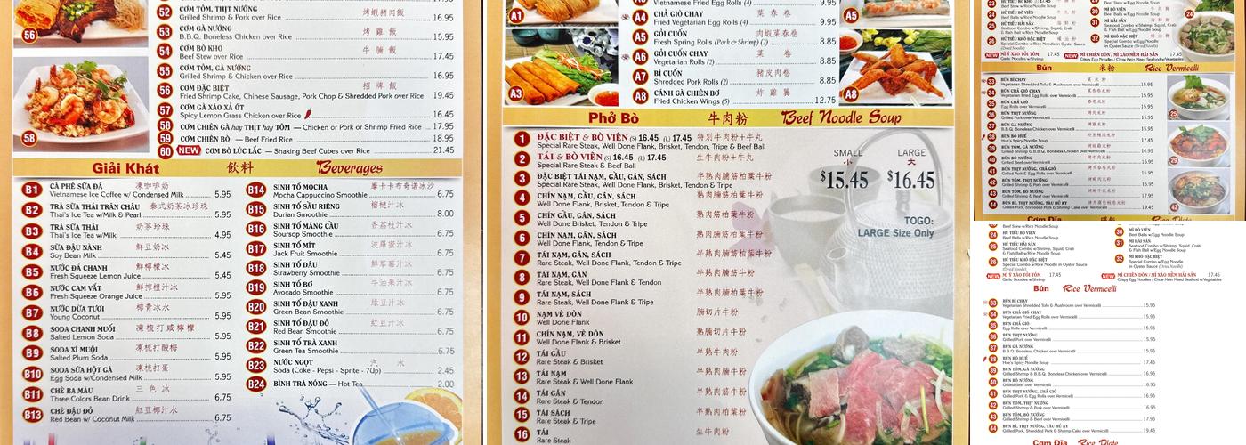 Pho New Saigon Menu