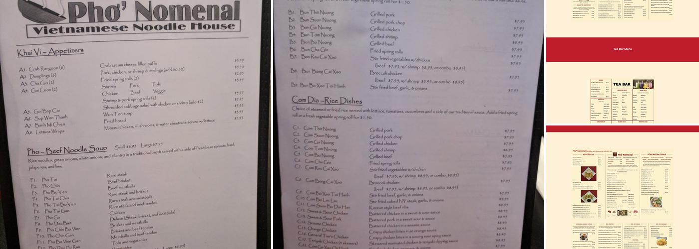 Pho Kim Menu