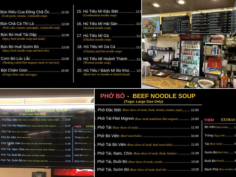 Pho Pasteur Menu