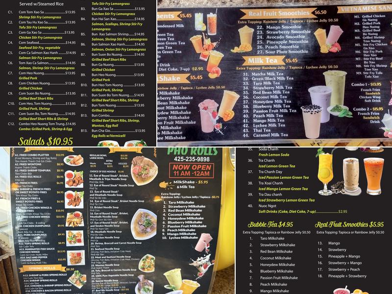 Pho Rolls Menu
