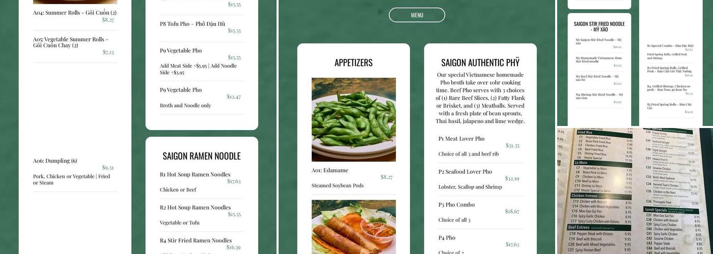 Pho Saigon Menu