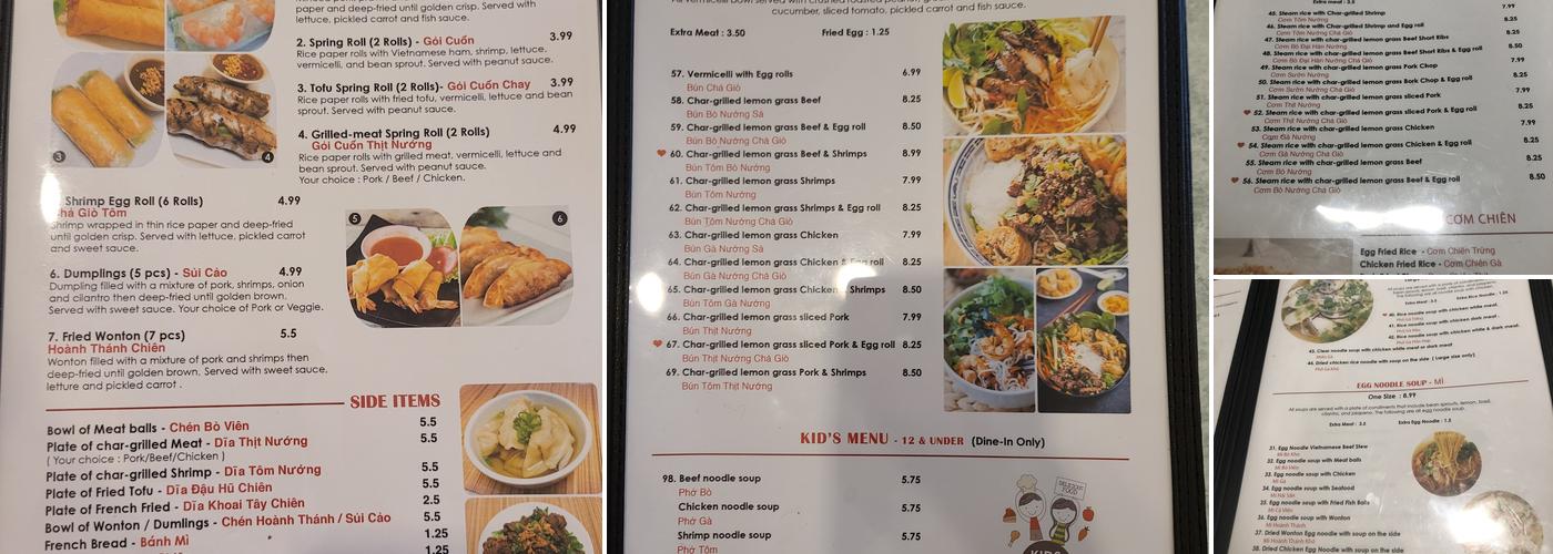 Pho Saigon Menu