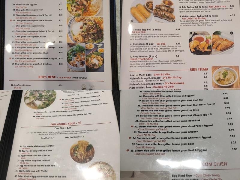 Pho Saigon Menu