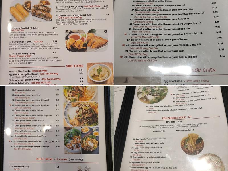 Pho Saigon Menu