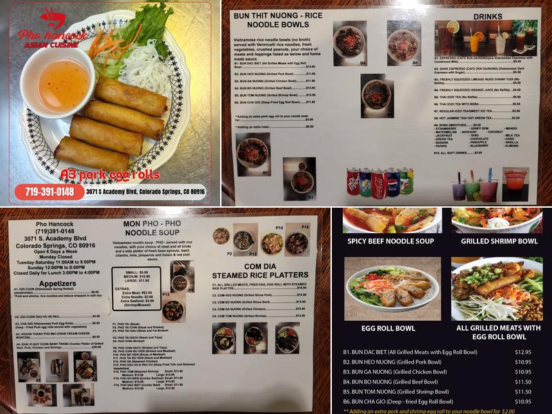 PHO HANCOCK ASIAN CUISINE Menu