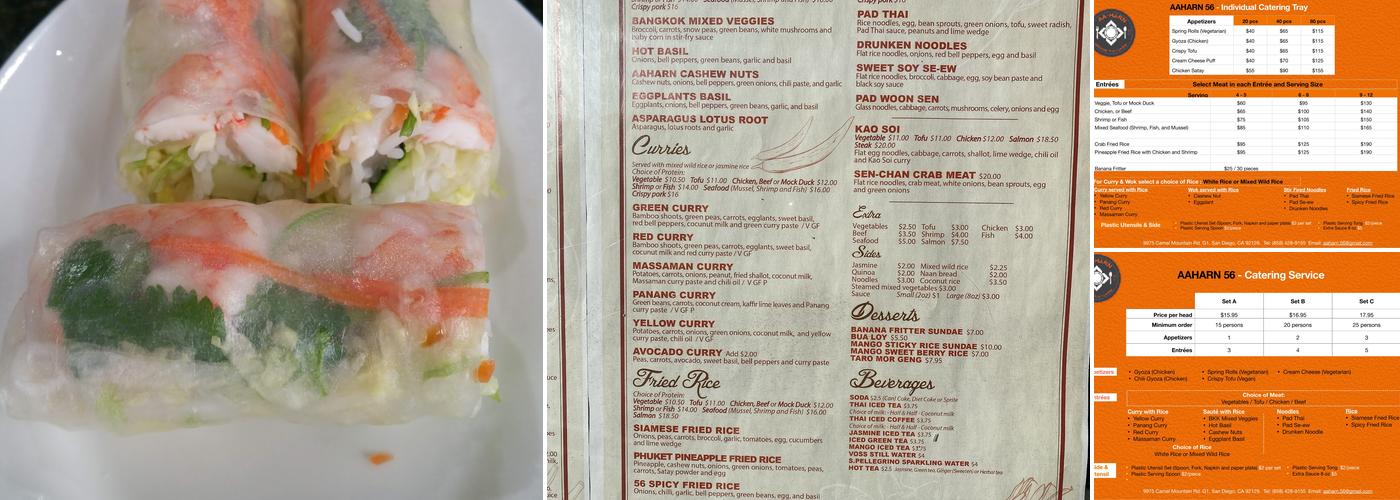 Aaharn56 Thai cuisine Menu