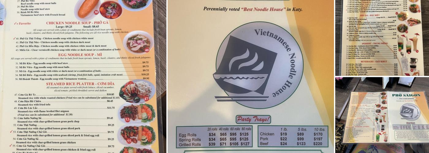 Phở Saigon Menu