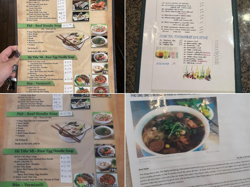 Pho Sing Sing Menu