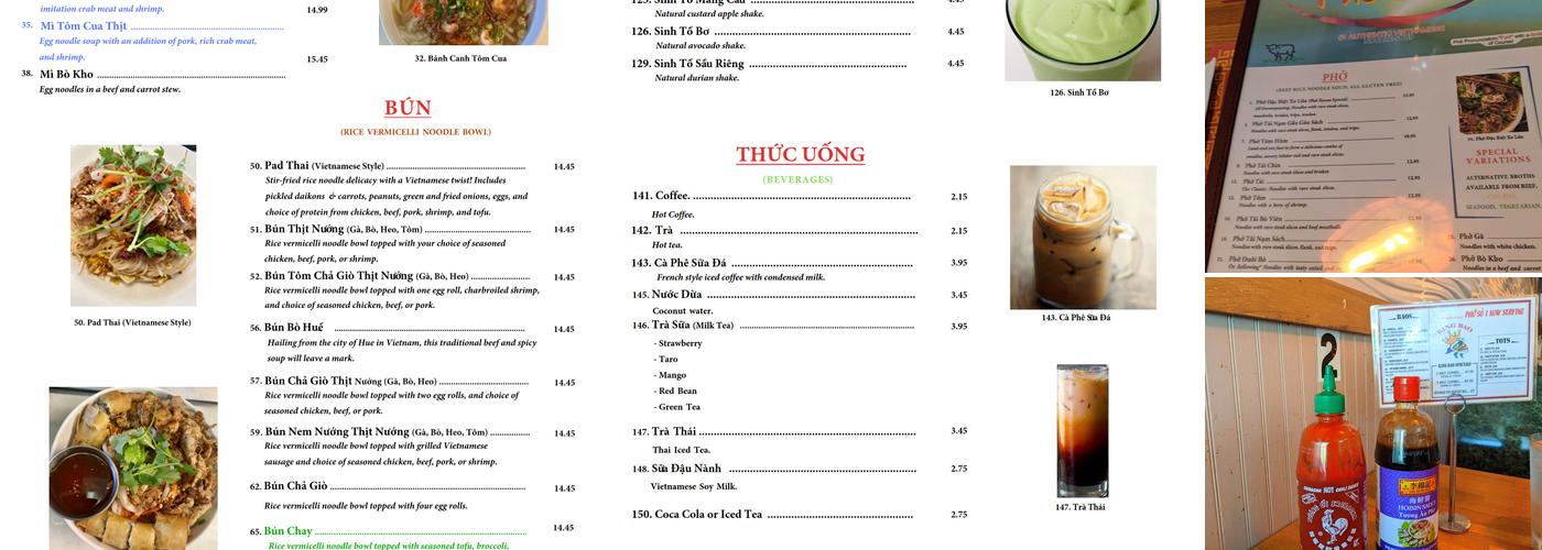 Pho So 1 Menu