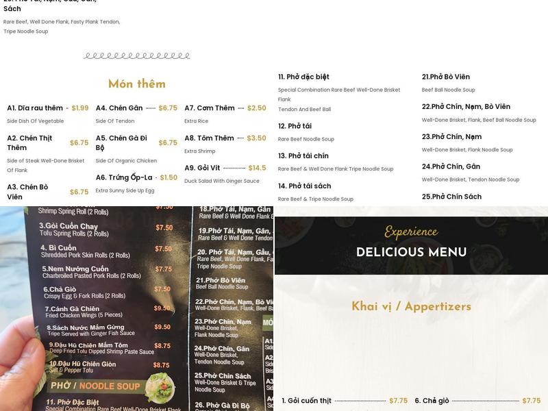 Phở Số 1 Menu