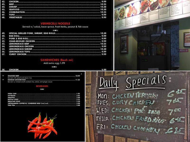 Pho Sriracha Menu