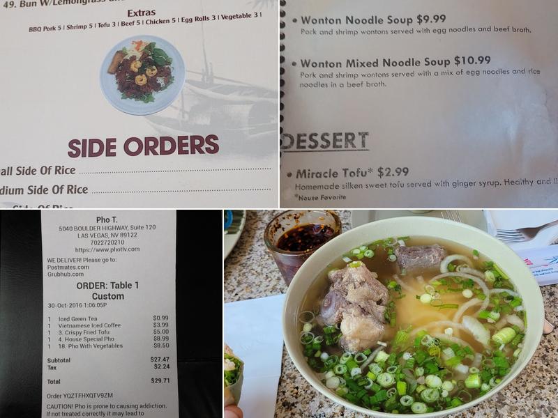 Phở T. Menu
