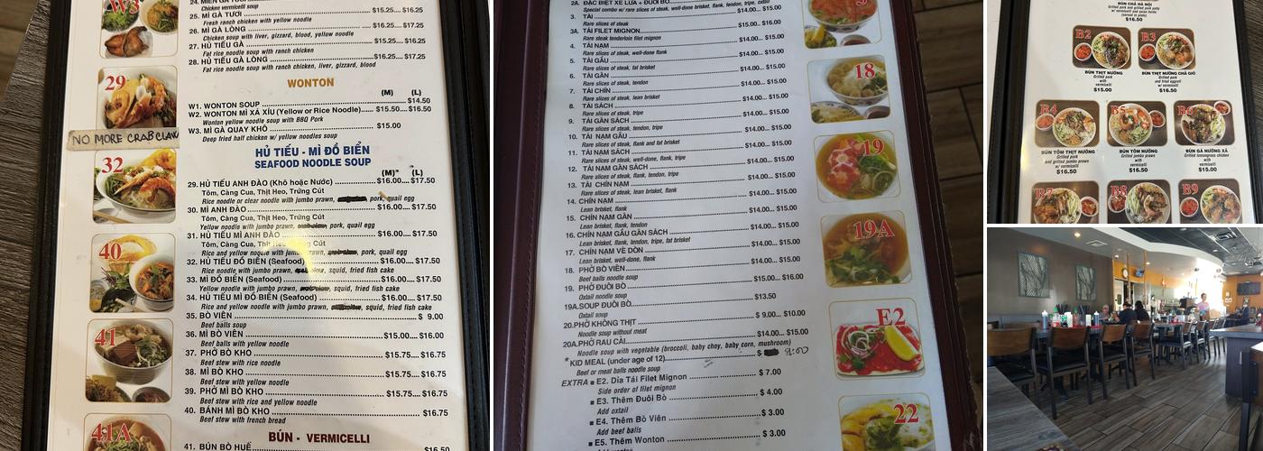 Phở Tau Bay Menu