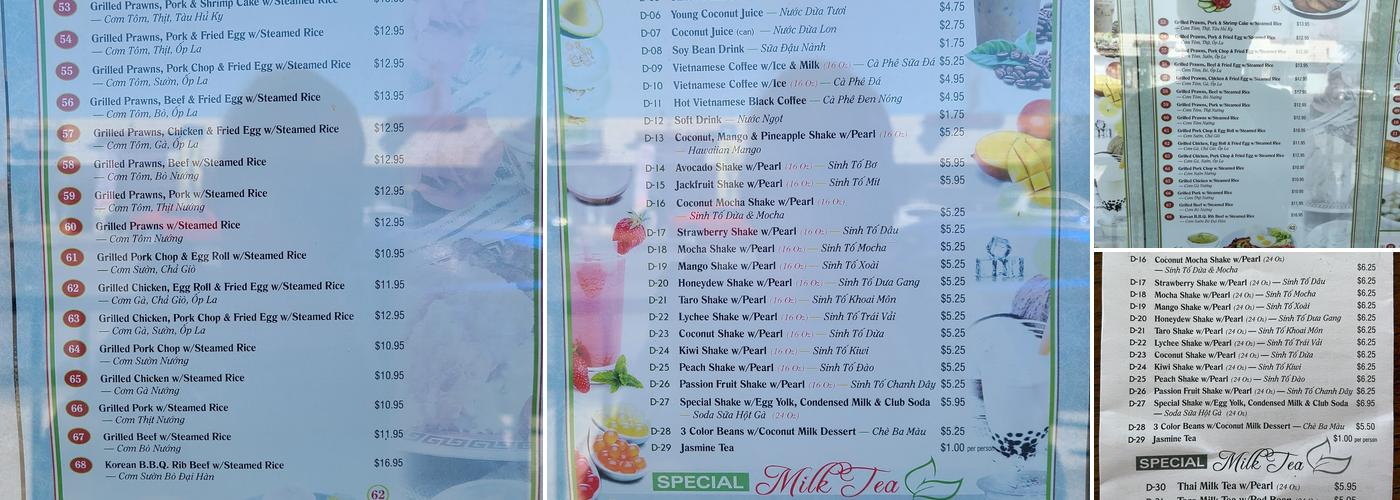 Phở Thái Hùng Menu