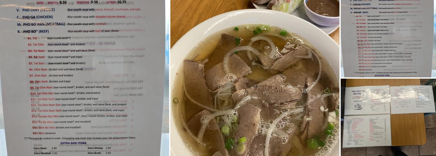 Pho Thanks Brother Menu