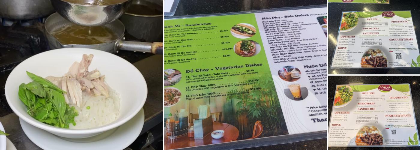 Pho Thanh Huong Menu