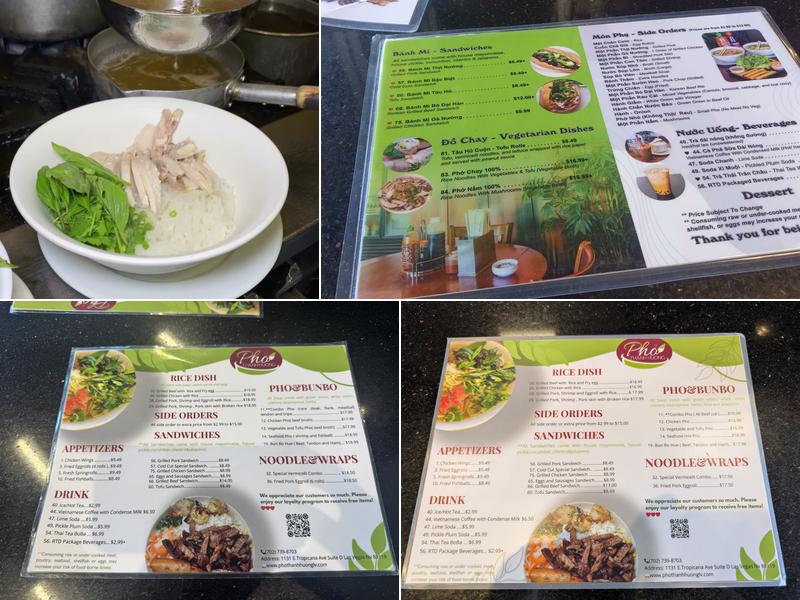 Pho Thanh Huong Menu