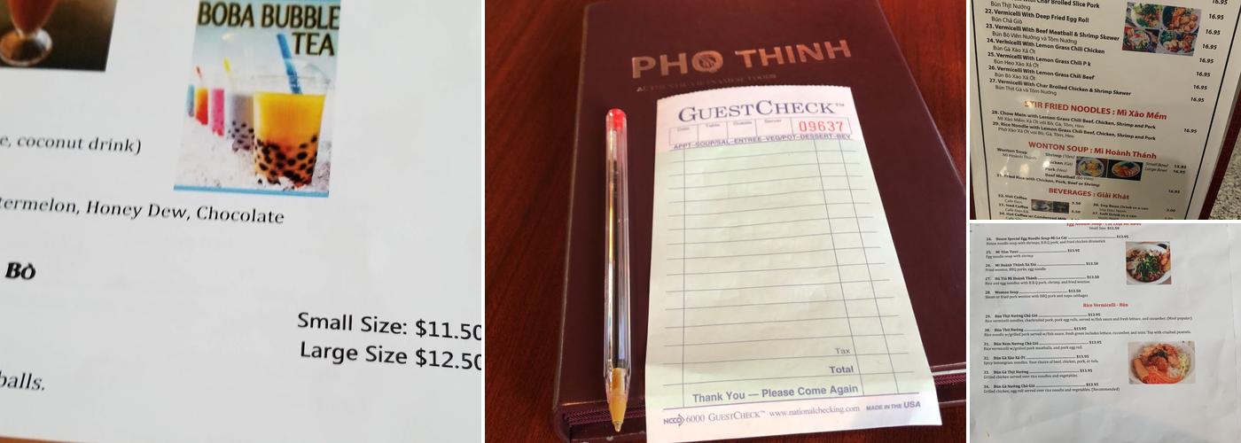 Pho Thinh Menu