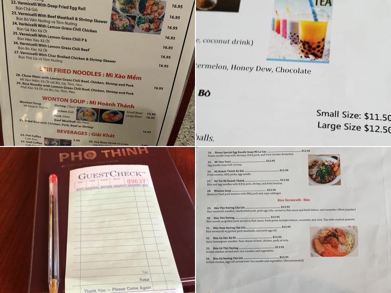 Pho Thinh Menu