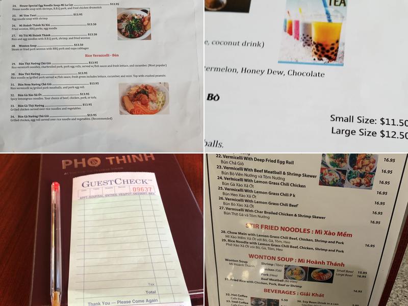 Pho Thinh Menu