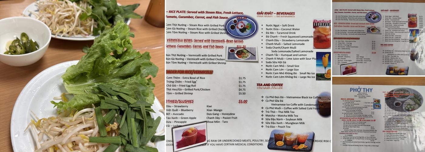 Pho Thy Menu