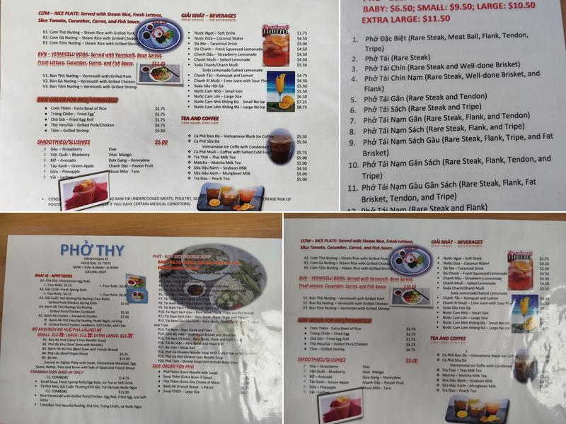 Pho Thy Menu