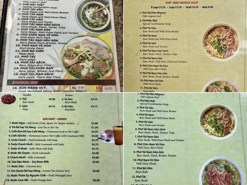 Pho Tran Menu