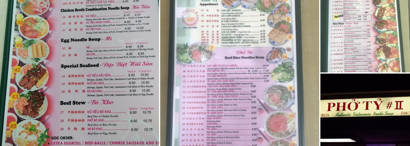 Phở Tỷ #II Menu