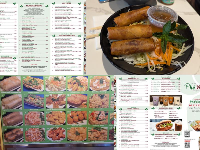 Pho Viet’s Menu