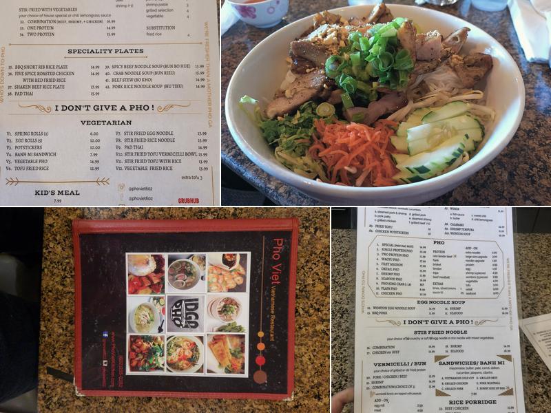 Phở Viet Vietnamese Restaurant Menu