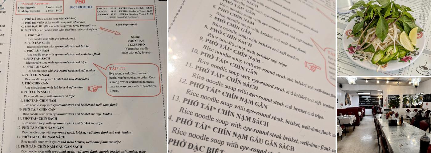 Phở Vietnam Menu