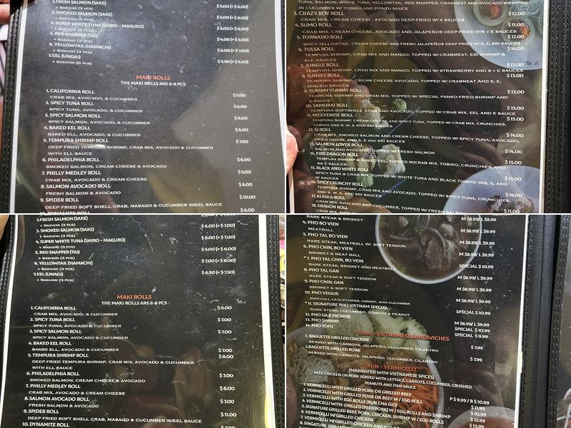 Phò & Japanese Sushi Menu