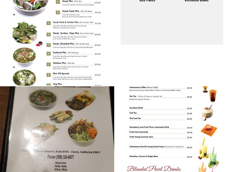 Phở VN Menu