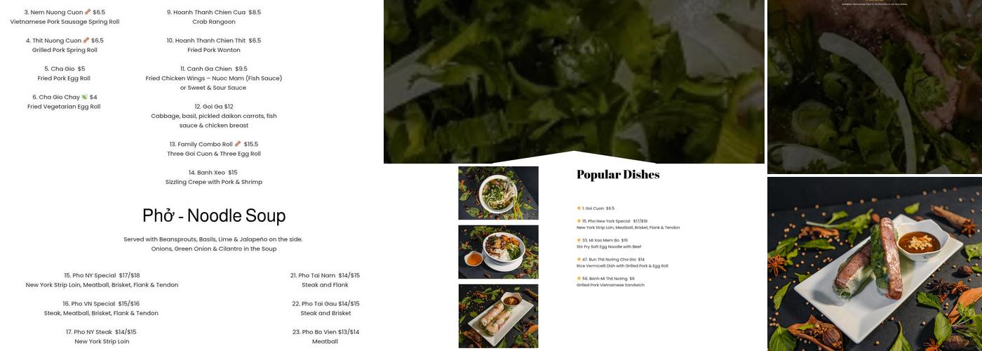 Pho VN Cuisine Menu