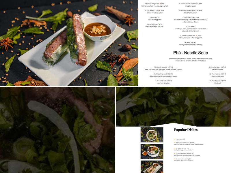 Pho VN Cuisine Menu