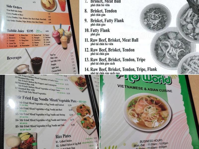 Pho World Menu