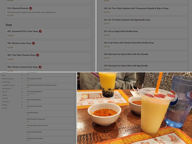 Pho Xe Lua Viet Thai Restaurant Menu