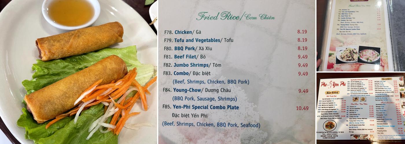 Pho Yen Phi - Authentic Vietnamese Cuisine Menu