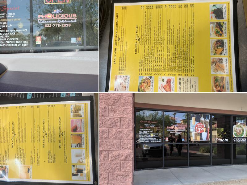 PHỞlicious Menu