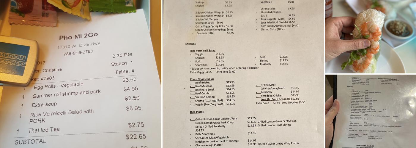 Pho Mi 2Go Menu