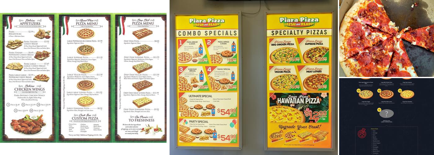 Piara Pizza Menu