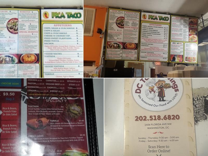 DC Taco & Wings Menu