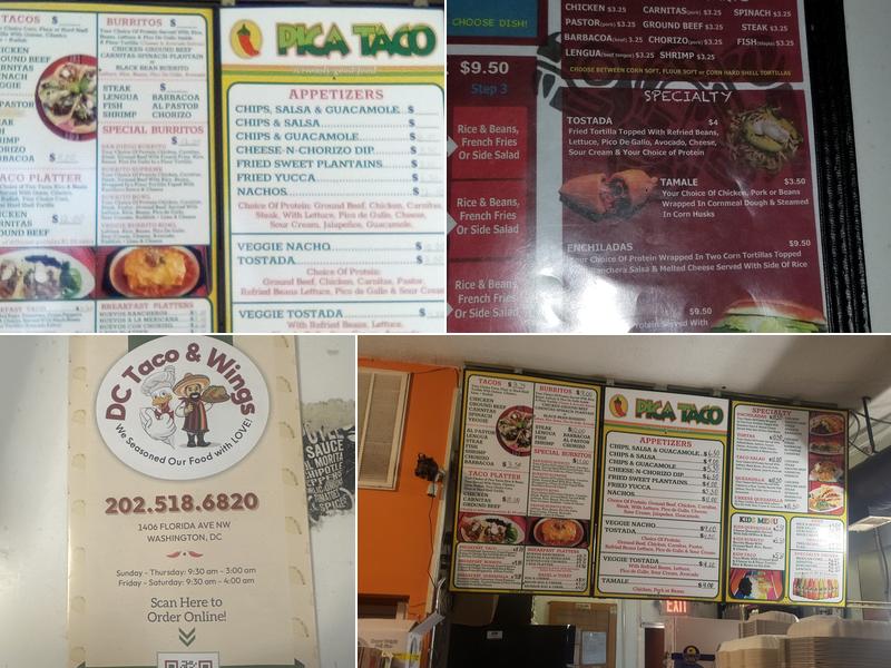 DC Taco & Wings Menu