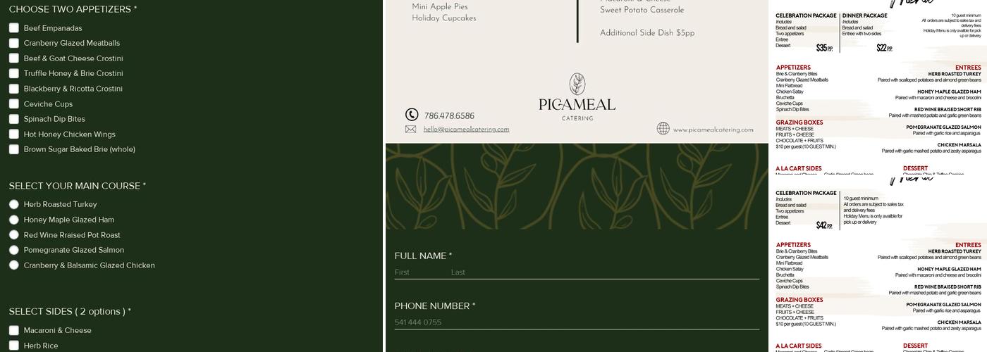 Picameal Catering Menu