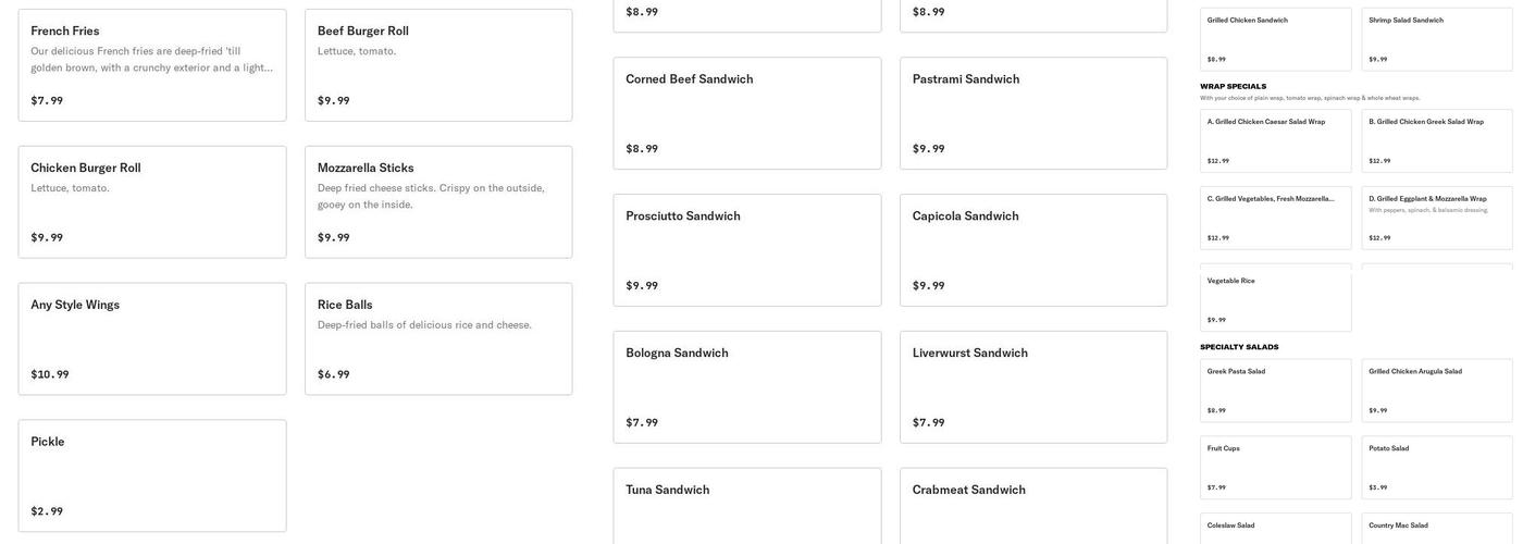 Piccolo Gourmet Menu